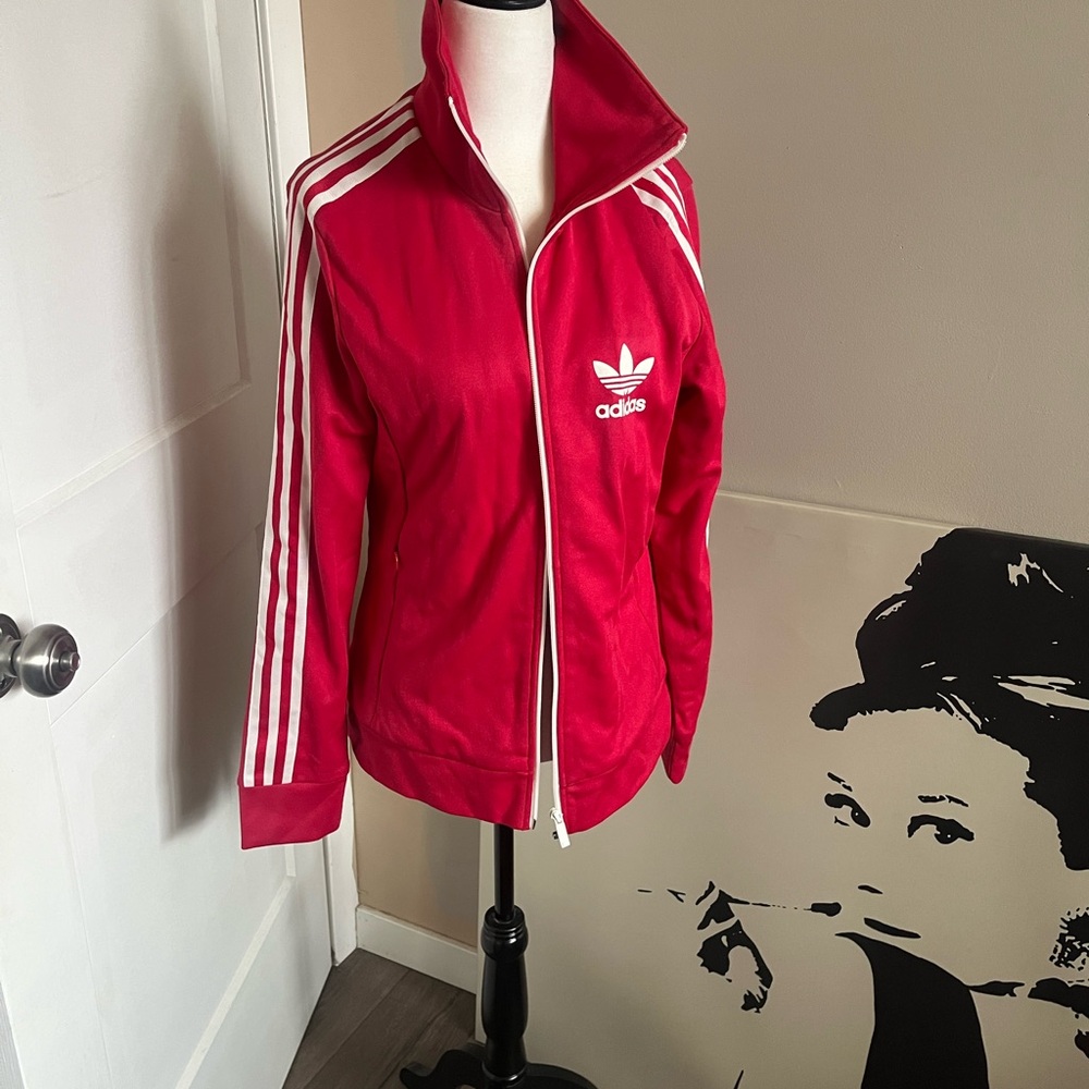 Adidas Fuscia Track Suit with Iconic Stripes